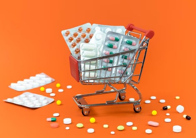 Medicines in a mini cart, showcasing trusted courier services and logistics service providers ensuring safe healthcare delivery.