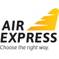 Air Express logo with yellow wing design and slogan "Choose the right way" symbolizes fast and reliable air delivery services.
