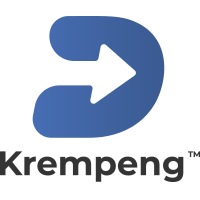 Krempeng logo featuring a bold blue arrow design symbolizing fast, reliable digital and parcel delivery services.